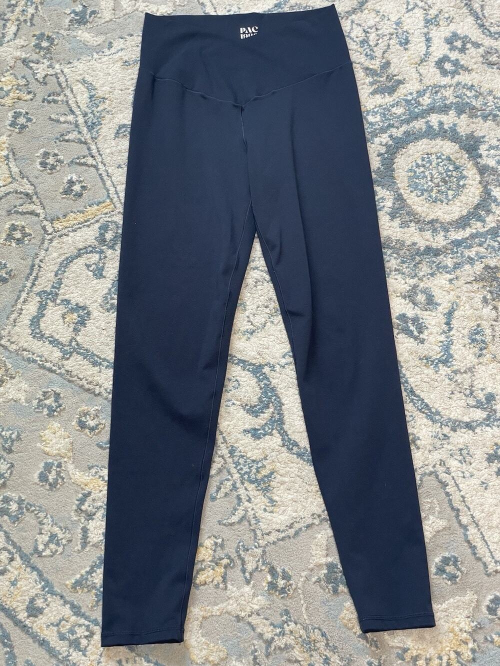 PAC 1980 Navy Blue High Rise Leggings Womens Medium Yoga Athletic Workout Gym